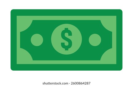 American dollar bill flat icon for financial apps and websites on white background. vector illustration.