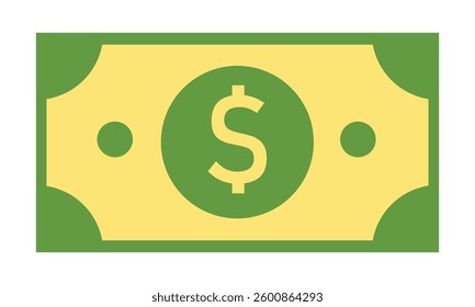 American dollar bill flat icon for financial apps and websites on white background. vector illustration.