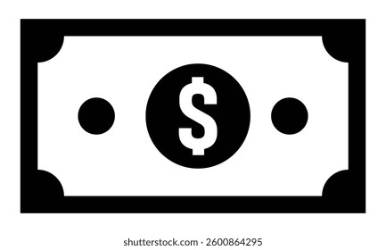 American dollar bill flat icon for financial apps and websites on white background. vector illustration.