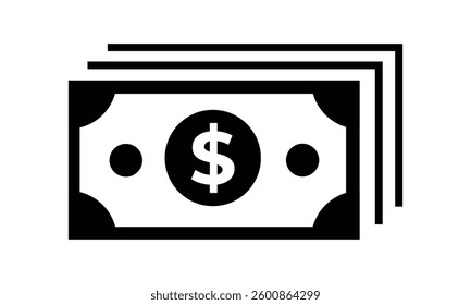 American dollar bill flat icon for financial apps and websites on white background. vector illustration.