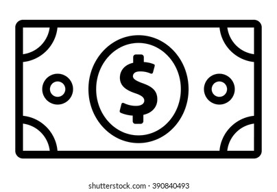 American Dollar Bill Line Art Vector Icon For Financial Apps And Websites