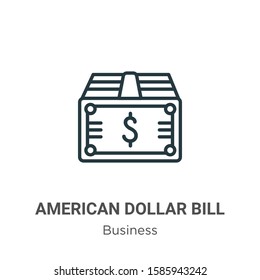 American dollar bill outline vector icon. Thin line black american dollar bill icon, flat vector simple element illustration from editable business concept isolated on white background