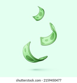 American dollar bill. Simple cartoon style paper currency. Falling twisted USA money banknote. Vector illustration