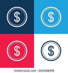 American Dollar blue and red four color minimal icon set