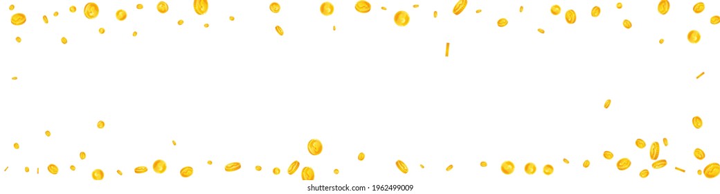 Las monedas en dólares estadounidenses están cayendo. Monedas creativas de USD dispersas. Dinero estadounidense. Conjetura, riqueza o concepto de éxito. Ilustración vectorial.
