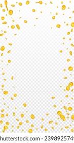 American dollar coins falling. Scattered gold USD coins. USA money. Global financial crisis concept. Vector illustration.
