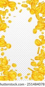 American dollar coins falling. Scattered gold USD coins. USA money. Jackpot wealth or success concept. Vector illustration.
