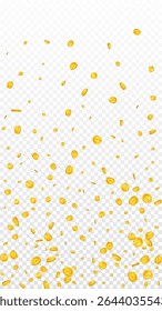American dollar coins falling. Scattered gold USD coins. USA money. Global financial crisis concept. Vector illustration.