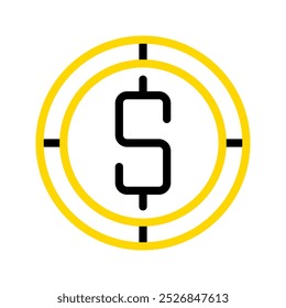 American dollar currency icon. financial coin symbol with modern color outline style. editable stroke illustration.