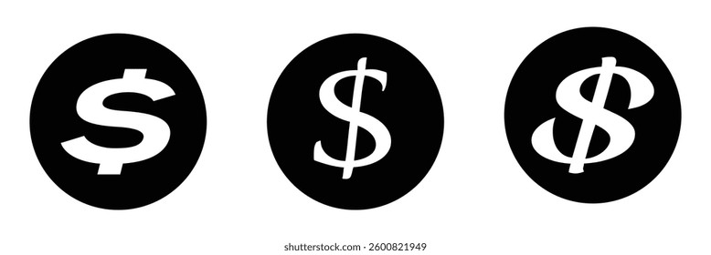 American dollar currency or dollar symbol flat icon for apps and websites on white background.