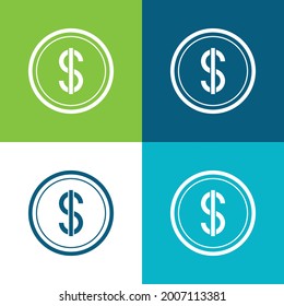 American Dollar Flat four color minimal icon set