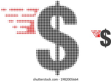 American dollar halftone dot icon illustration. Halftone pattern contains circle dots. Vector illustration of american dollar icon on a white background. Flat abstraction for american dollar symbol.