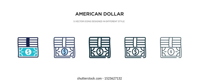 american dollar icon in different style vector illustration. two colored and black american dollar vector icons designed in filled, outline, line and stroke style can be used for web, mobile, ui