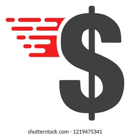 American dollar icon with fast rush effect in red and black colors. Vector illustration designed for modern abstract with symbols of speed, rush, progress, energy.