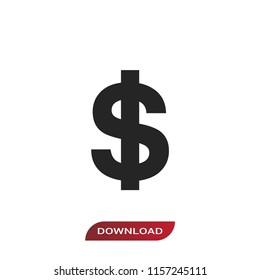 American dollar icon. Money symbol. Currency sign, flat vector element isolated on white background. Simple vector illustration for graphic and web design.