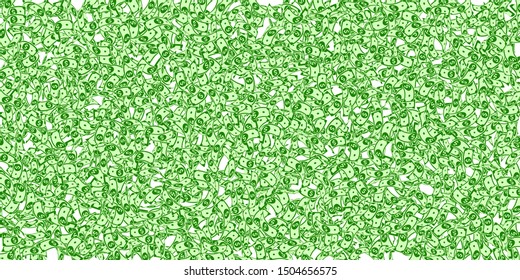 American dollar notes falling. Small USD bills on white background. USA money. Curious vector illustration. Pleasant jackpot, wealth or success concept.