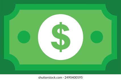 American dollar paper notes isolated on white background. USD icon, cartoon imitation. USA money flat image. Vector illustration