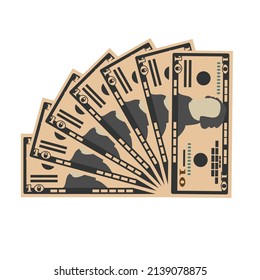 American dollar Vector Illustration. USA money set bundle banknotes. Paper money 10 USD. Flat style. Isolated on white background. Simple minimal design.