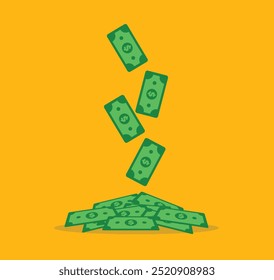American Dollars currency falling vector