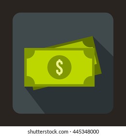 American dollars icon in flat style with long shadow. Finance symbol