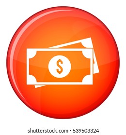 American dollars icon in red circle isolated on white background vector illustration