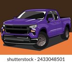 american double cabin truck vector design