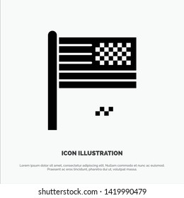American Dream, Collapse, Decline, Fall, Flag solid Glyph Icon vector