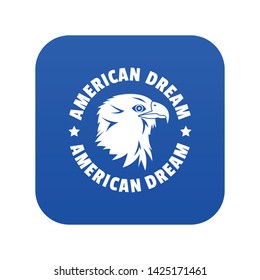 American dream eagle icon blue vector isolated on white background