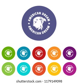 American dream eagle icons color set vector for any web design on white background