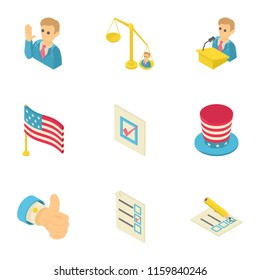 American dream icons set. Isometric set of 9 american dream vector icons for web isolated on white background