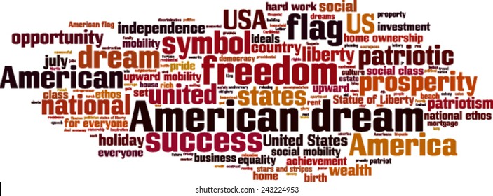 American Dream Word Cloud Concept. Vector Illustration