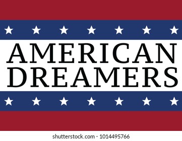 American Dreamers Patriotic American Banner Vector with Red White and Blue Flag Motif 