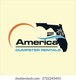 Plantilla de Vector de diseño de logotipo de concepto de playa de basurero americano