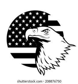 American eagle against USA flag background. EPS 8, CMYK