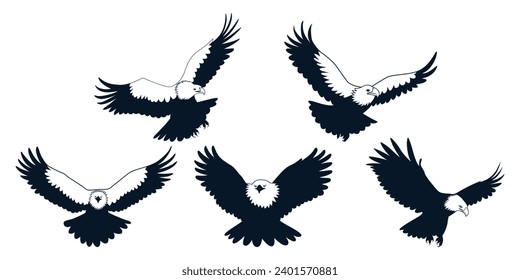 American Eagle Bird Silhouettes Vector art