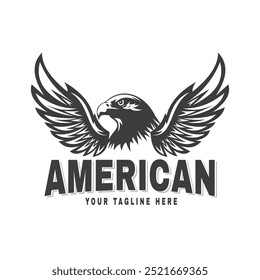 American Eagle Design with Wide Open Wings with Patriotism Strength Value Vector Illustration