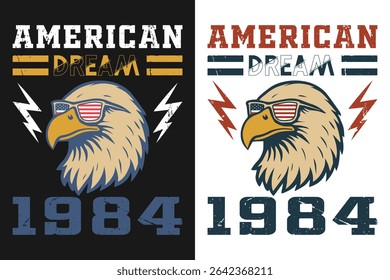 American eagle dream with sunglasses 1984 illustration