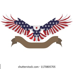 American eagle and flag