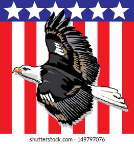American eagle and flag
