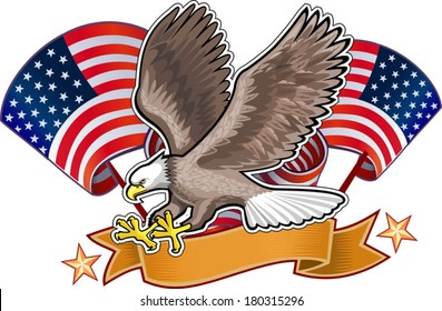 American eagle and flag