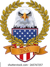 American eagle and flag