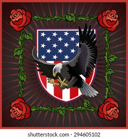 American eagle and flag