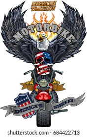 American eagle and flag