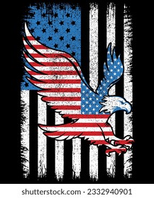 American eagle flag 4th of july USA flag t-shirt design