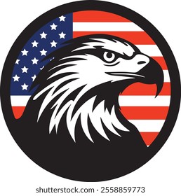 American eagle flag in a circle, eagle head vector with USA flag logo