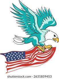 American Eagle with Flag Illustration Art Illustration