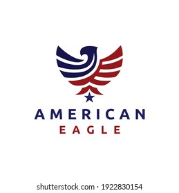 American Eagle Flag Logo Design Vector Icon Template Inspiration