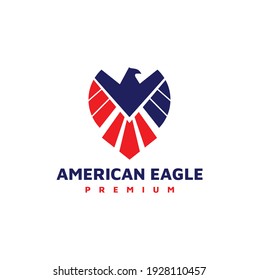 Inspiración de plantilla de icono de diseño con logotipo de marca de águila estadounidense