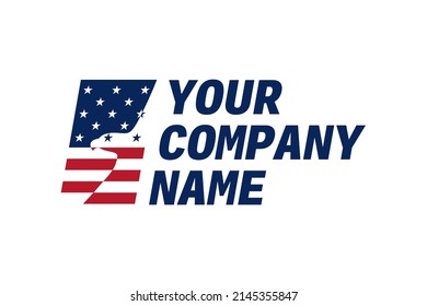 American eagle with flag. Patriotic Logo Template