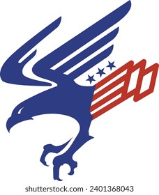 Águila americana con logotipo de cola de bandera